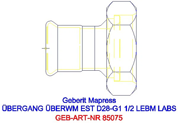 GE Mapress Edelstahl Übergang mit ÜM aus ESt (LABS-frei) d28-G1 1/2_85075_A
