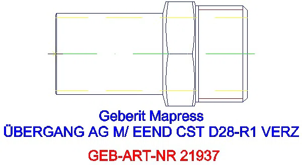 GE Mapress C-Stahl Übergang mit AG und Einschubende d28-R1 verzinkt_21937_A