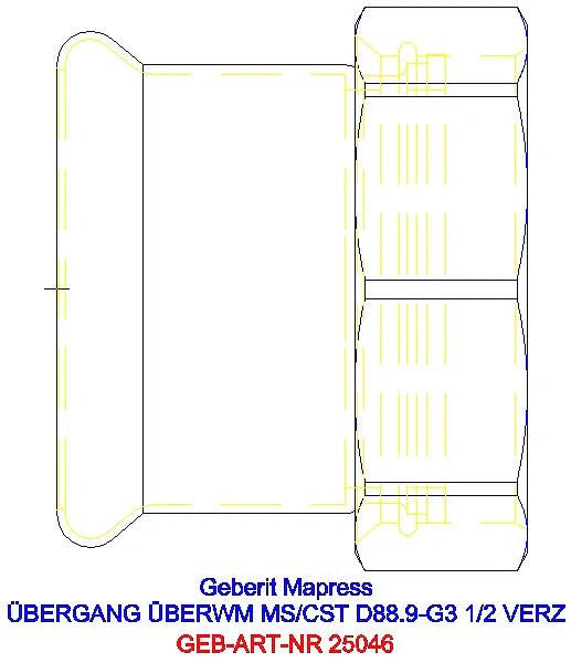 GE Mapress C-Stahl Übergang mit Überwurfmutter d88,9-G3 1/2 verzinkt_25046_A