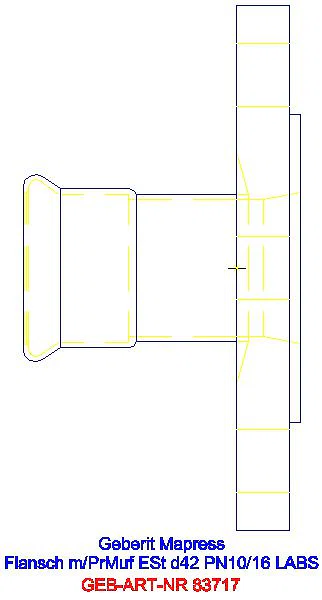 GE Mapress Edelstahl Flansch PN 10/16 mit Pressmuffe (LABS-frei), d42_83717_A