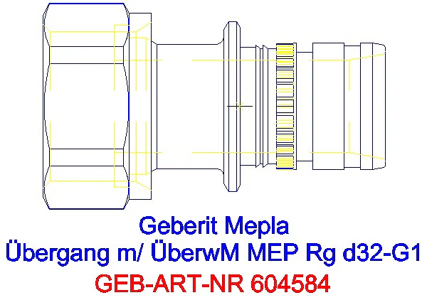 GE Mepla Übergang mit Überwurfmutter Rg d32-G1_604.584.00.5_A