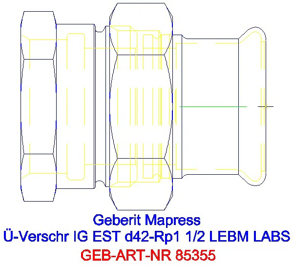 GE Mapress Edelstahl Übergangsverschr. mit IG ÜM ESt(LABS-frei) d42-Rp1 1/2_85355_A