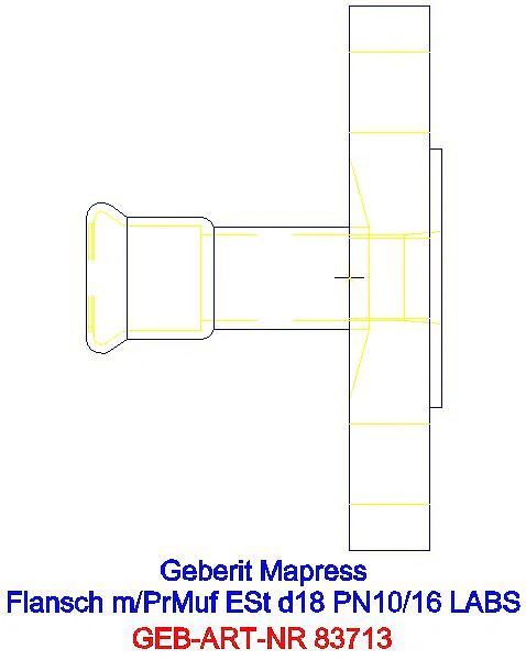 GE Mapress Edelstahl Flansch PN 10/16 mit Pressmuffe (LABS-frei), d18_83713_A