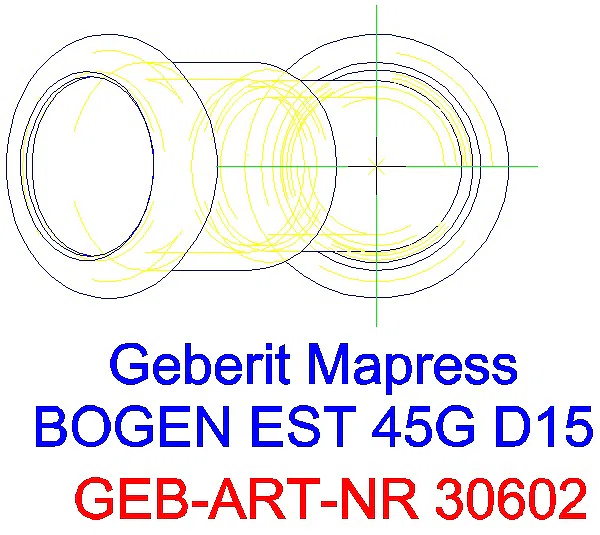 GE Mapress Edelstahl Bogen 45Gr d15_30602_G