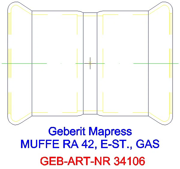 GE Mapress Edelstahl Muffe d42 (Gas)_34106_G