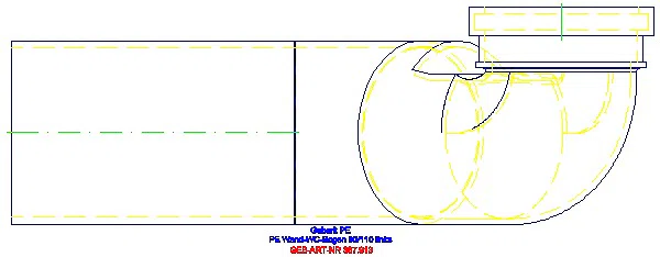GE PE Anschlussbogen 90Gr für Wand-WC links gekröpft mit Erweiterung d110/90_367.913.16.1_G