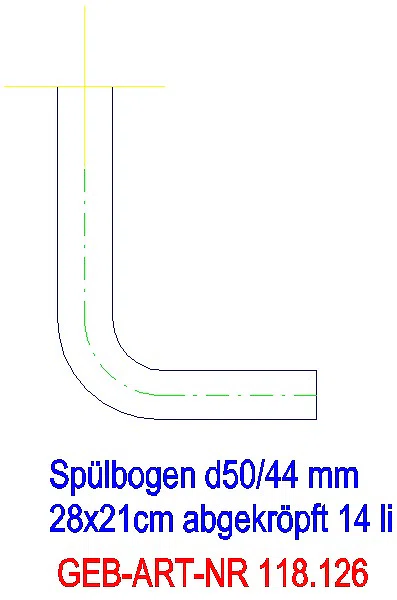 GE Spülbogen 90Gr 28x21 cm links gekröpft 14 cm weiß-alpin d50/44_118.126.11.1_L