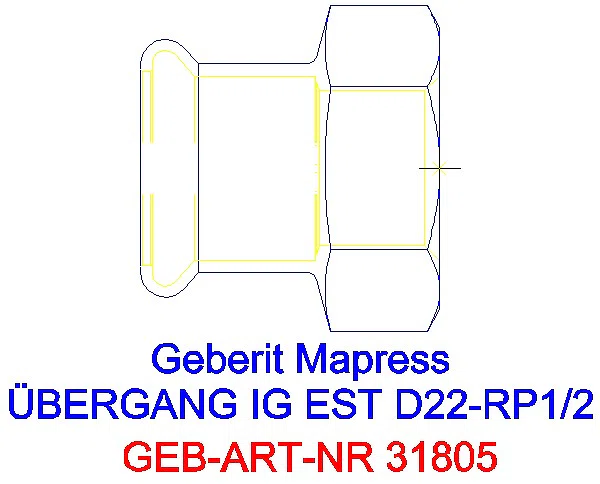 GE Mapress Edelstahl Übergang mit IG d22-Rp1/2_31805_G