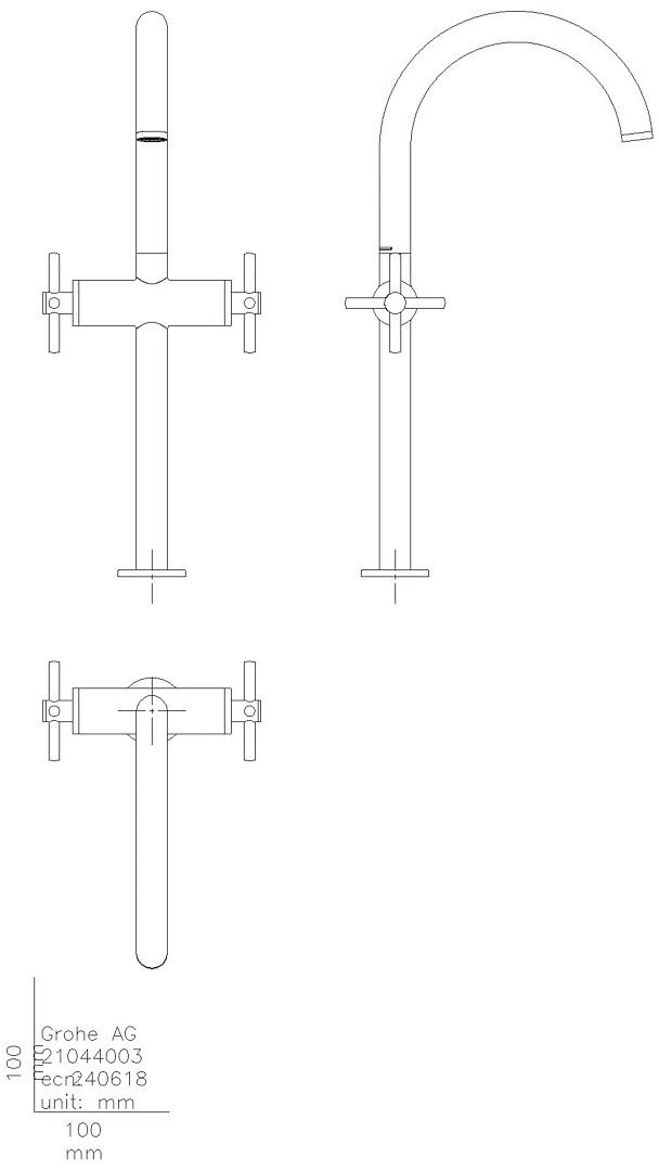 GROHE WT-Einlochbatterie Atrio 21149 XL-Size Kreuzgriff supersteel