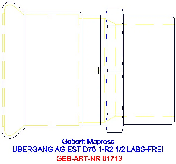 GE Mapress Edelstahl Übergang mit AG (LABS-frei) d76.1-R2 1/2_81713_A