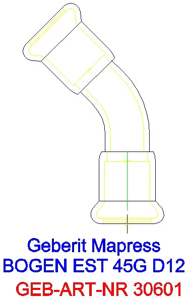 GE Mapress Edelstahl Bogen 45Gr d12_30601_A