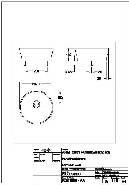 Aufsatz-WT, RONDAtop, MIRANIT, rund, 370x140x370 mm, integrierte Dichtung, ANMT2001