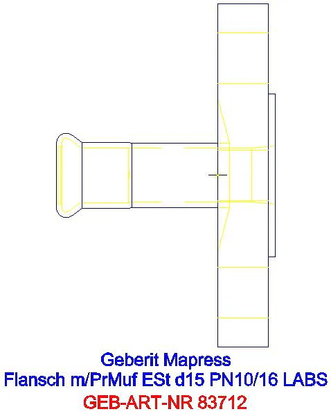 GE Mapress Edelstahl Flansch PN 10/16 mit Pressmuffe (LABS-frei), d15_83712_A