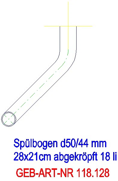 GE Spülbogen 90Gr 28x21 cm links gekröpft 18 cm weiß-alpin d50/44_118.128.11.1_A