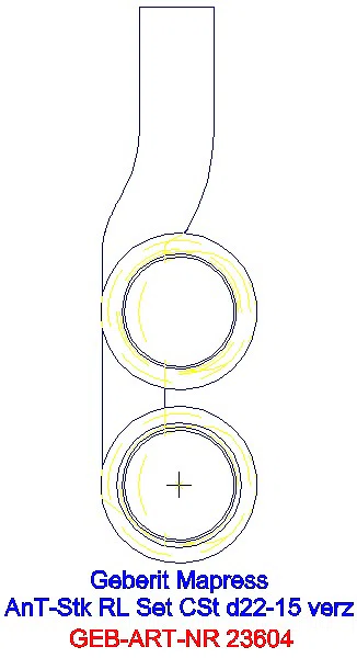 GE Mapress C-Stahl Anschluss-T-Stück-Set für Rücklauf d22-15_23604_L