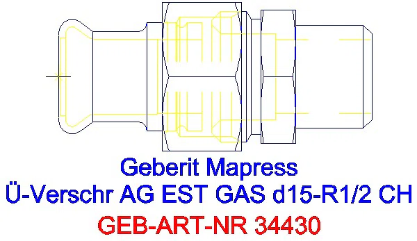 GE Mapress Edelstahl Übergangsverschr. mit AG (Gas) d15-R1/2_34430_G