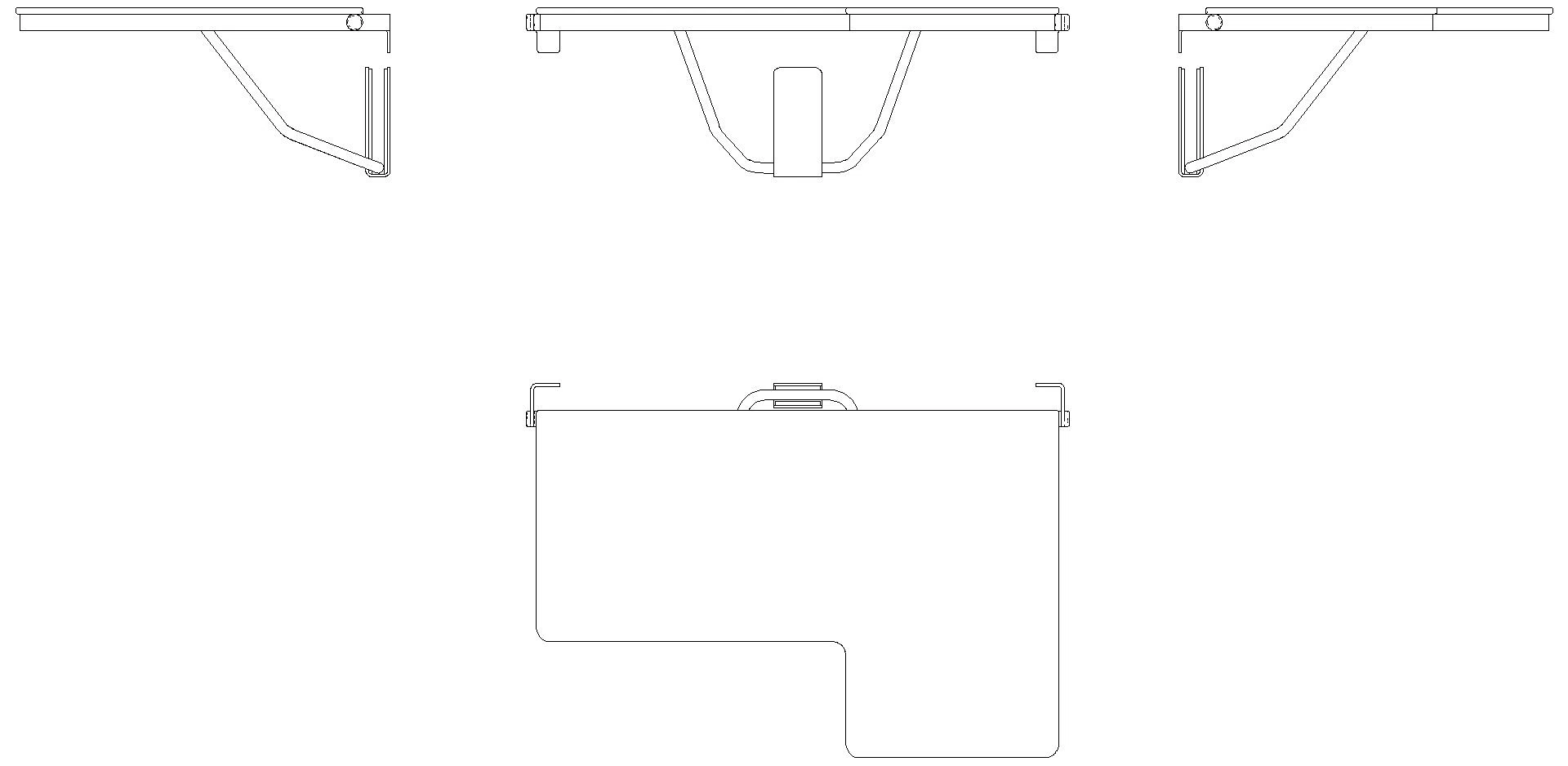HEWI Duschklappsitz, L-förmig (USA), li, chrom,B:31 7/8 inch,T:22 13/16 inch