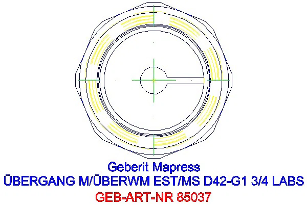 GE Mapress Edelstahl Übergang mit Überwurfmutter (LABS-frei) d42-G1 3/4_85037_L