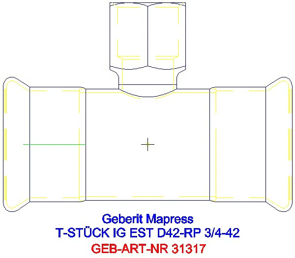 GE Mapress Edelstahl T-Stück mit IG d42-Rp3/4-42_31317_A