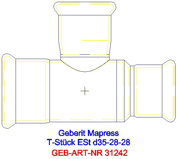 GE Mapress Edelstahl T-Stück reduziert d35-28-28_31242_A
