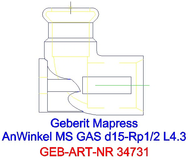GE Mapress Kupfer Anschlusswinkel 90Gr (Gas) Ms d15-Rp1/2_34731_L
