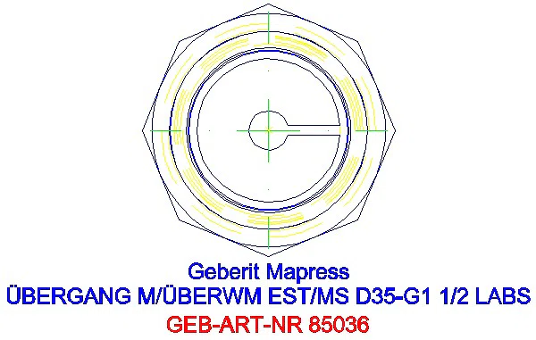 GE Mapress Edelstahl Übergang mit Überwurfmutter (LABS-frei) d35-G1 1/2_85036_L