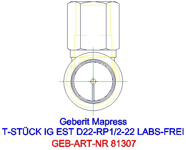 GE Mapress Edelstahl T-Stück mit IG (LABS-frei) d22-Rp1/2-22_81307_L