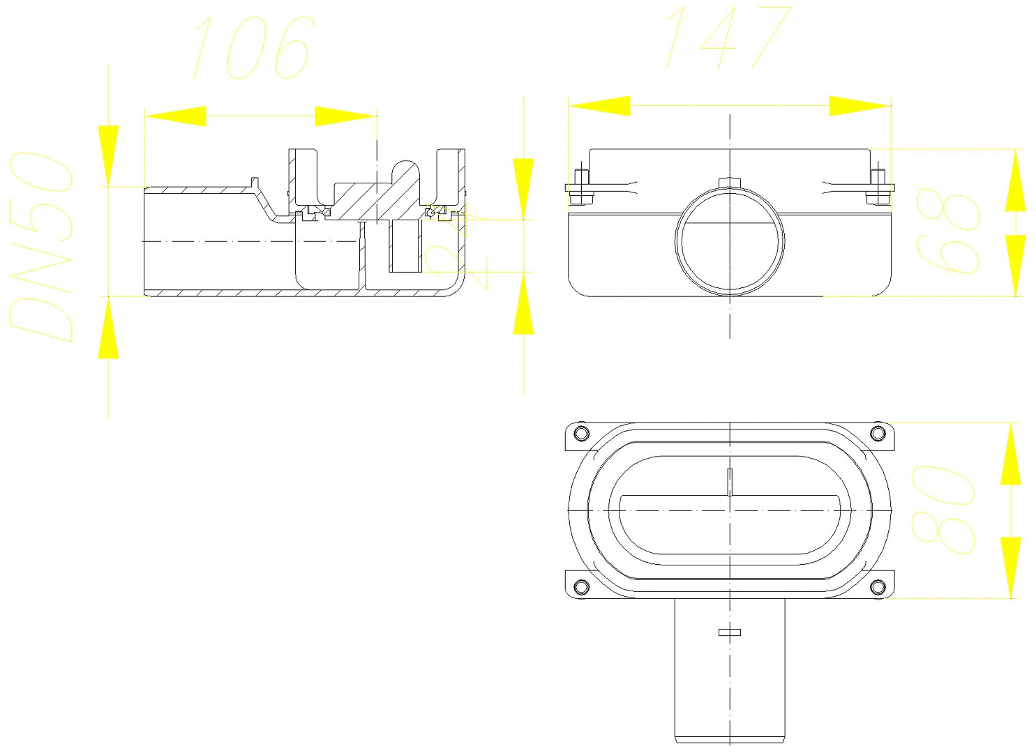 DALLMER Ablaufgehäuse CeraLine NANO, DN 50