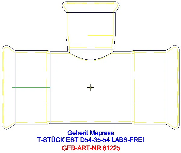 GE Mapress Edelstahl T-Stück reduziert (LABS-frei) d54-35-54_81225_A