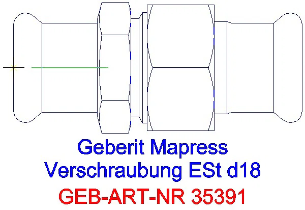 GE Mapress Edelstahl Verschraubung mit Überwurfmutter aus ESt d18_35391_G