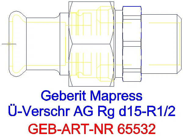 GE Mapress Kupfer Übergangsverschraubung mit AG Rg d15-R1/2_65532_G