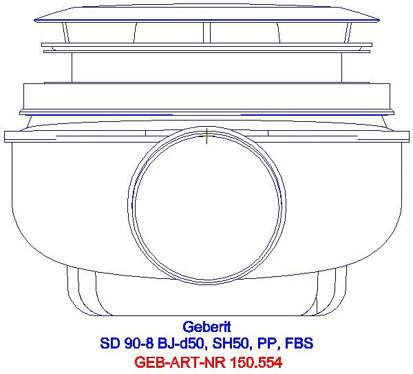 GE Duschwannenablauf d90 m. Ablaufdeckel Sperrwasserhöhe 50 mm d50 PP_150.554.21.1_L