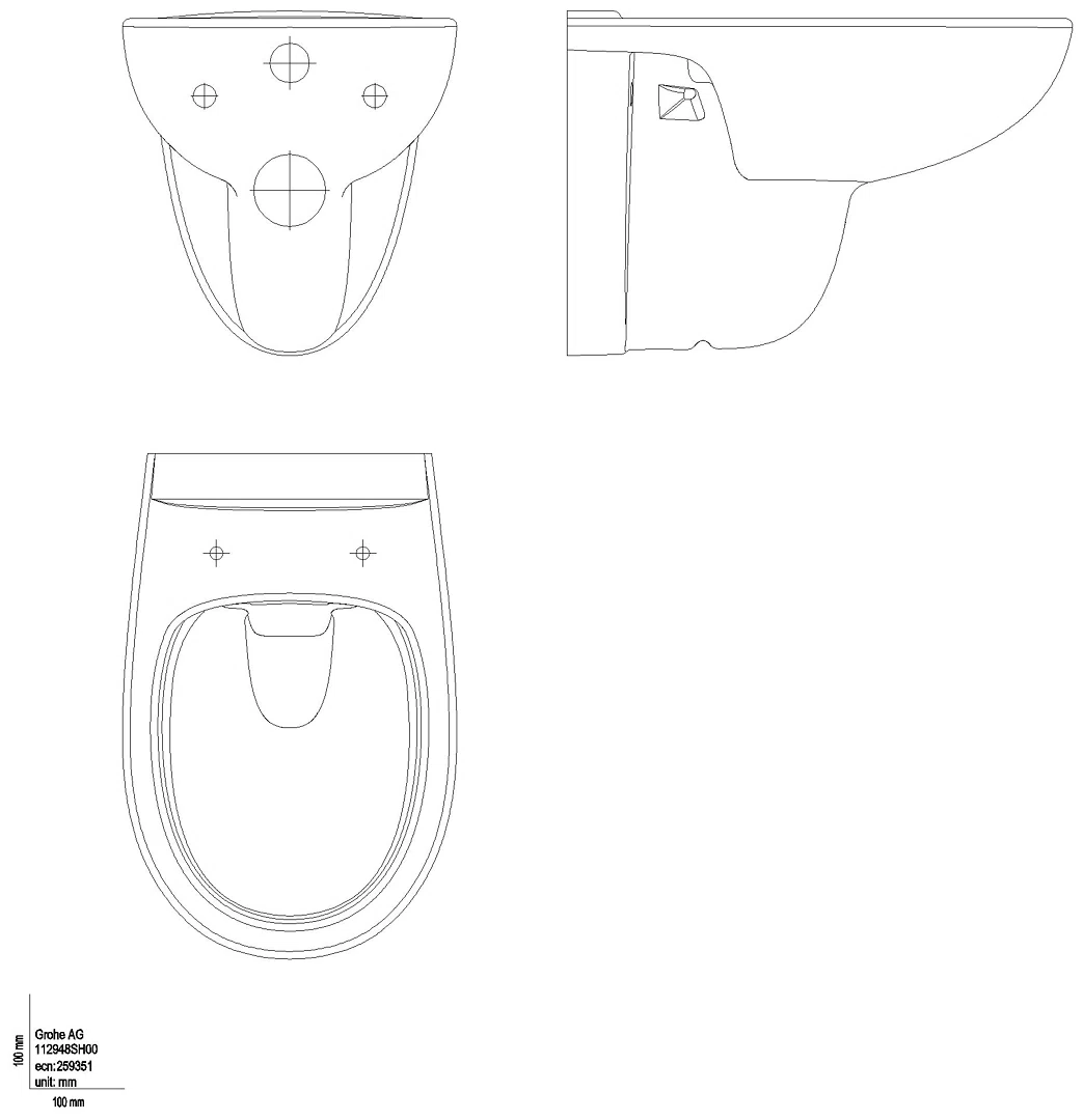 GROHE Wand-Tiefspül-WC Bau Keramik 112948 für Spülkasten alpinweiß