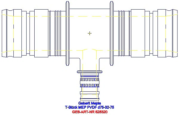 GE Mepla T-Stück reduziert PVDF d75-32-75_628.320.00.5_A