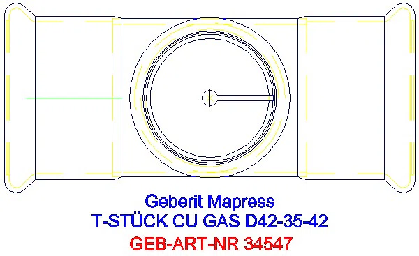 GE Mapress Kupfer T-Stück reduziert (Gas) d42-35-42_34547_G