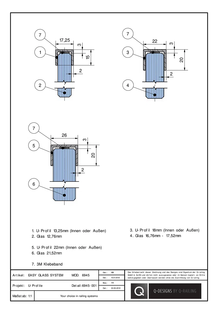EASY GLASS SYSTEM-Handläufe 6945-001