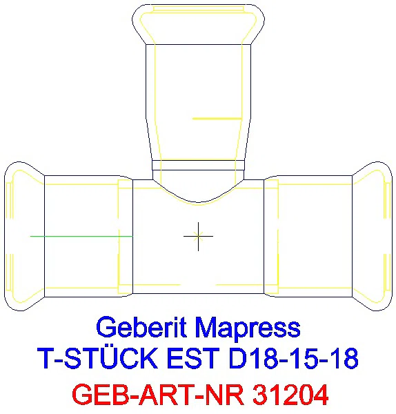 GE Mapress Edelstahl T-Stück reduziert d18-15-18_31204_A