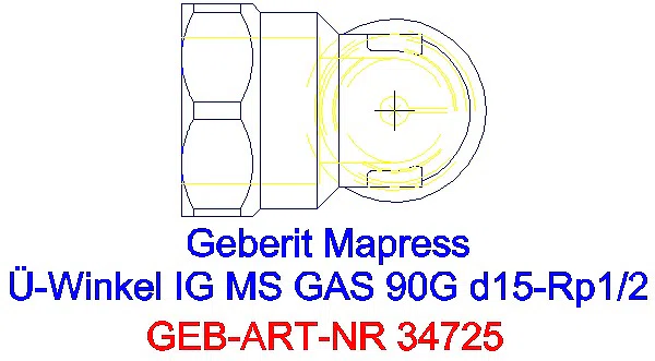 GE Mapress Kupfer Übergangswinkel 90Gr mit IG (Gas) Ms d15-Rp1/2_34725_G