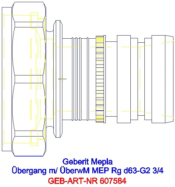 GE Mepla Übergang mit Überwurfmutter Rg d63-G2 3/4_607.584.00.5_A