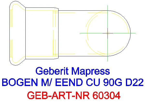 GE Mapress Kupfer Bogen 90Gr mit Einschubende d22_60304_G