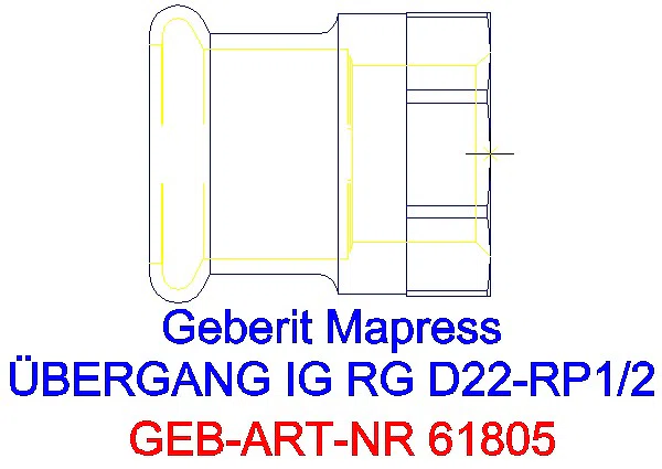 GE Mapress Kupfer Übergang mit IG Rg d22-Rp1/2_61805_A