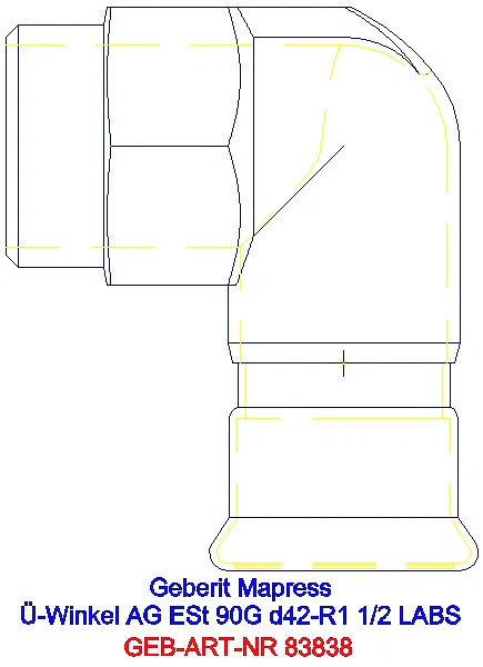 GE Mapress Edelstahl Übergangswinkel 90Gr mit AG (LABS-frei) 90G d42-R1 1/2_83838_A