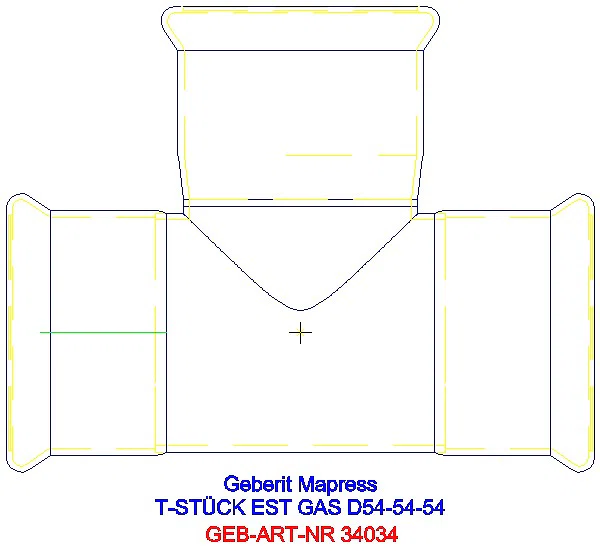 GE Mapress Edelstahl T-Stück egal (Gas) d54-54-54_34034_A