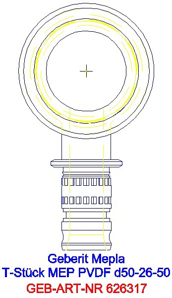 GE Mepla T-Stück reduziert PVDF d50-26-50_626.317.00.5_L