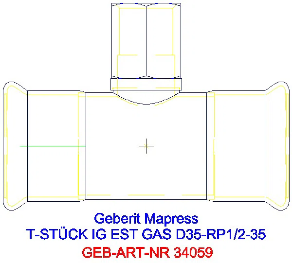 GE Mapress Edelstahl T-Stück mit IG (Gas) d35-Rp1/2-35_34059_A