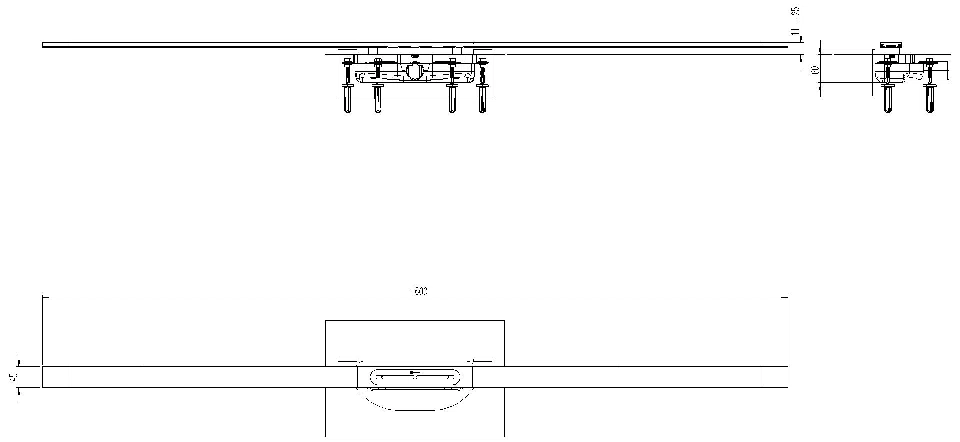 KESSEL-Duschrinne Linearis Infinity 60 L: 1600 mm, DN 40, Edelstahl poliert