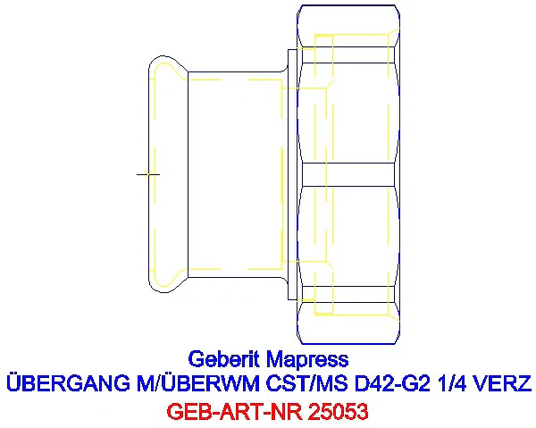GE Mapress C-Stahl Übergang mit Überwurfmutter d42-G2 1/4 verzinkt_25053_G