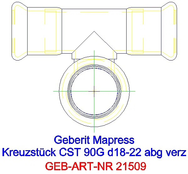 GE Mapress C-Stahl Kreuzstück 90Gr abgesetzt d18-22 verzinkt_21509_L