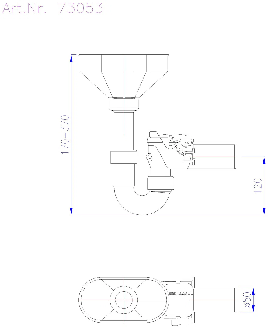 KESSEL-Rückstauverschluss Staufix Siphon DN50, mit Einlauftrichter für Heizung
