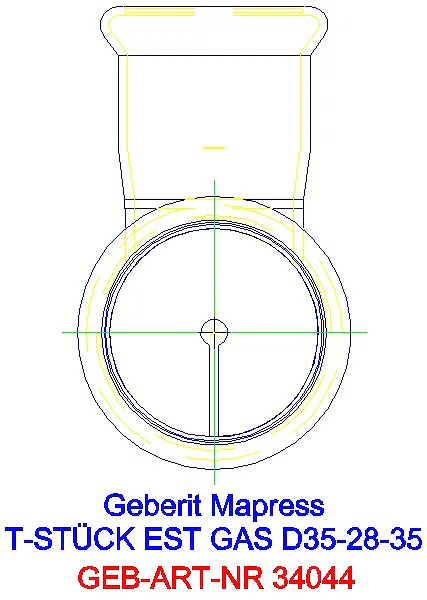 GE Mapress Edelstahl T-Stück reduziert (Gas) d35-28-35_34044_L